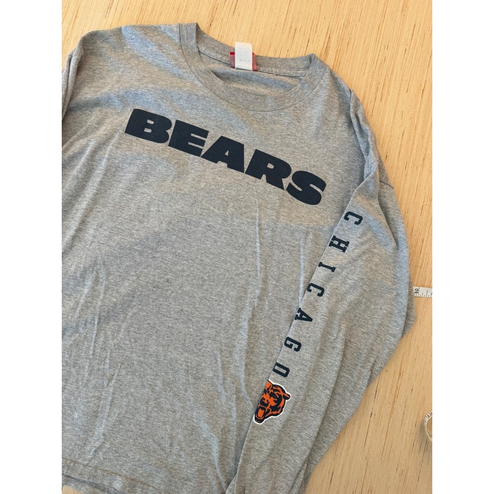 NFL Chicago Bears Long Sleeve T-Shirt‎ Mens Large Gray Graphic Sleeve Logo 23